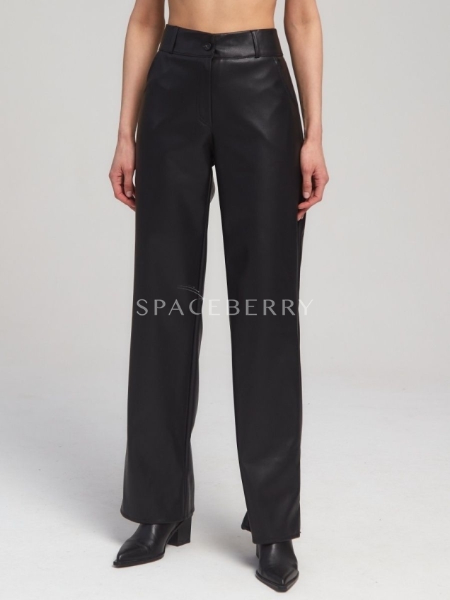 Женские кожаные брюки, штаны широкие